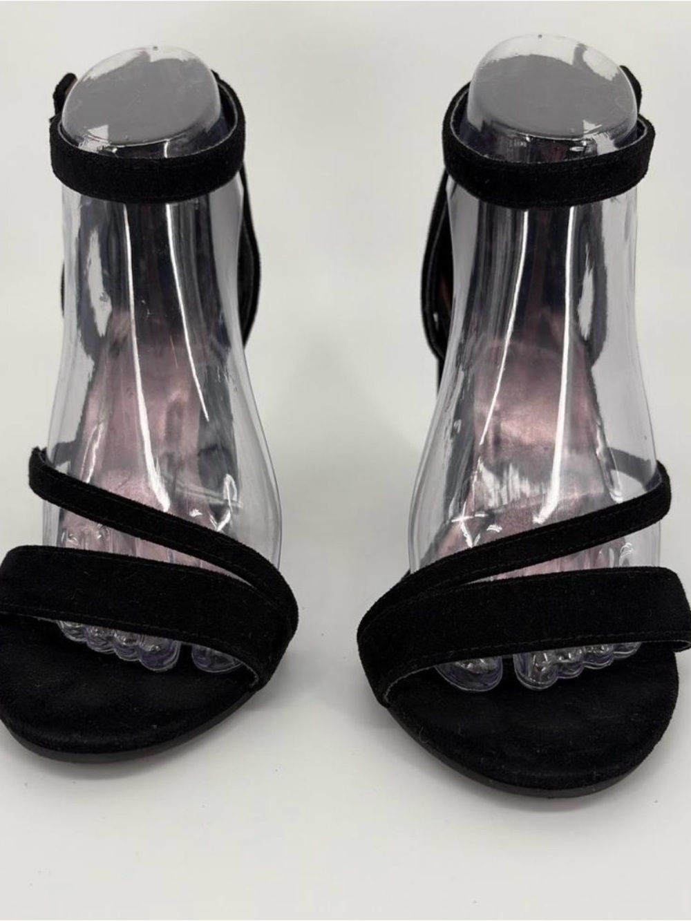 CCM Black Strappy Ankle-Heel Sandals